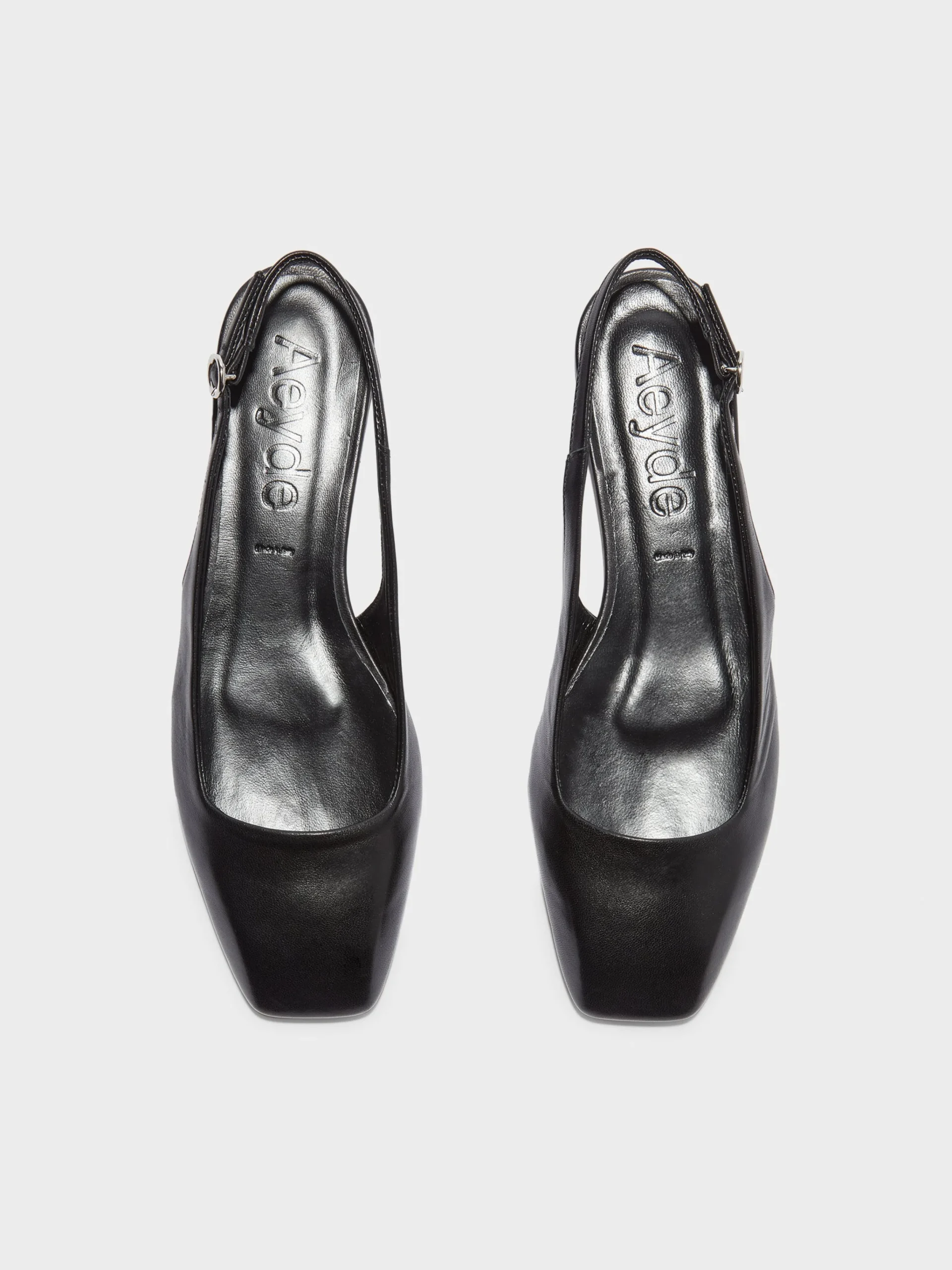 Outlet Aeyde Geraldine Leather Slingback Flats Black Nappa