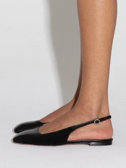 Outlet Aeyde Geraldine Leather Slingback Flats Black Nappa