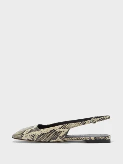 Fashion Aeyde Geraldine Leather Slingback Flats Creamy Snake