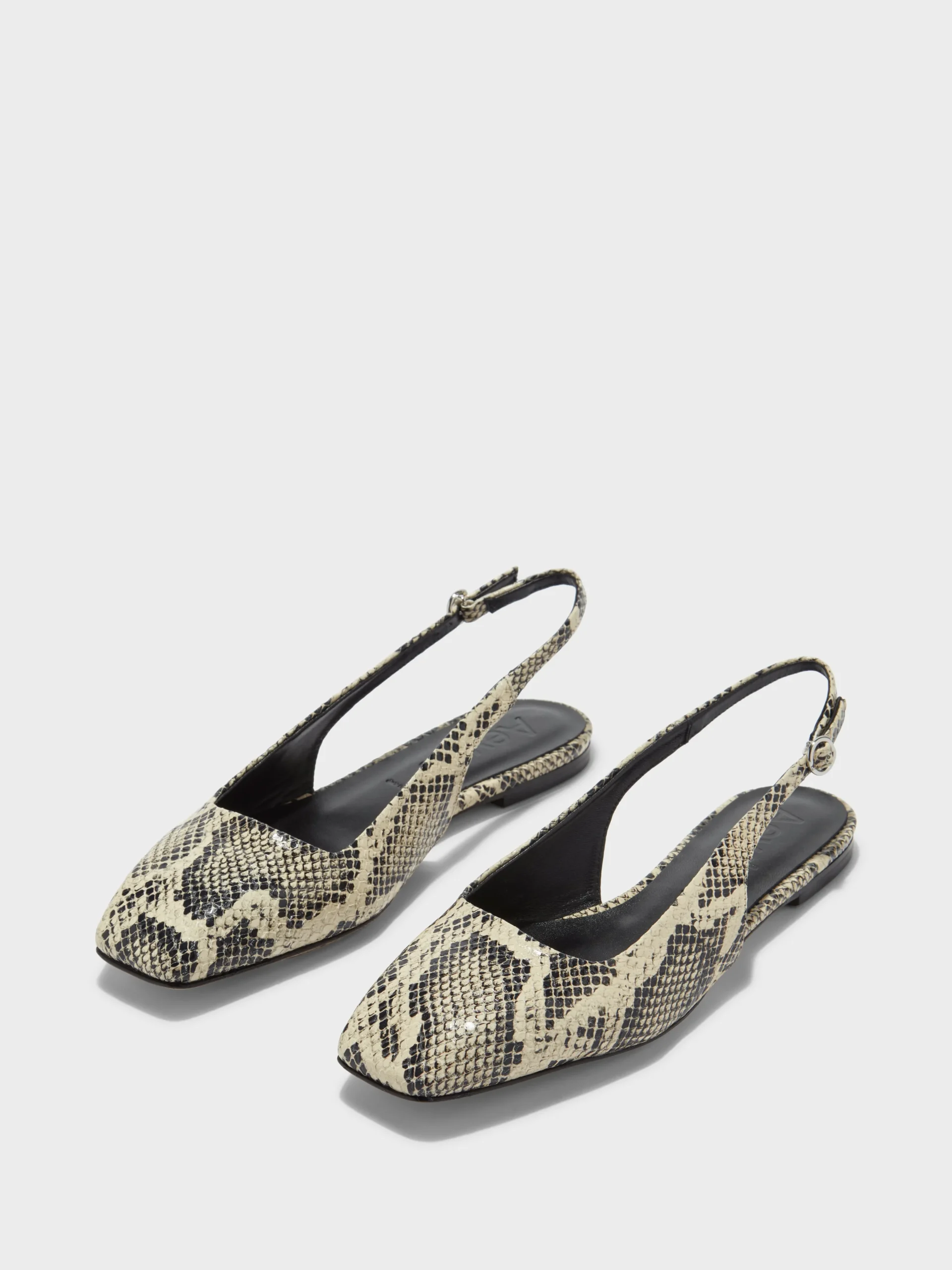 Fashion Aeyde Geraldine Leather Slingback Flats Creamy Snake