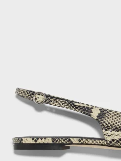Fashion Aeyde Geraldine Leather Slingback Flats Creamy Snake