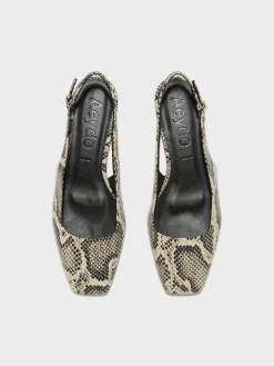 Fashion Aeyde Geraldine Leather Slingback Flats Creamy Snake