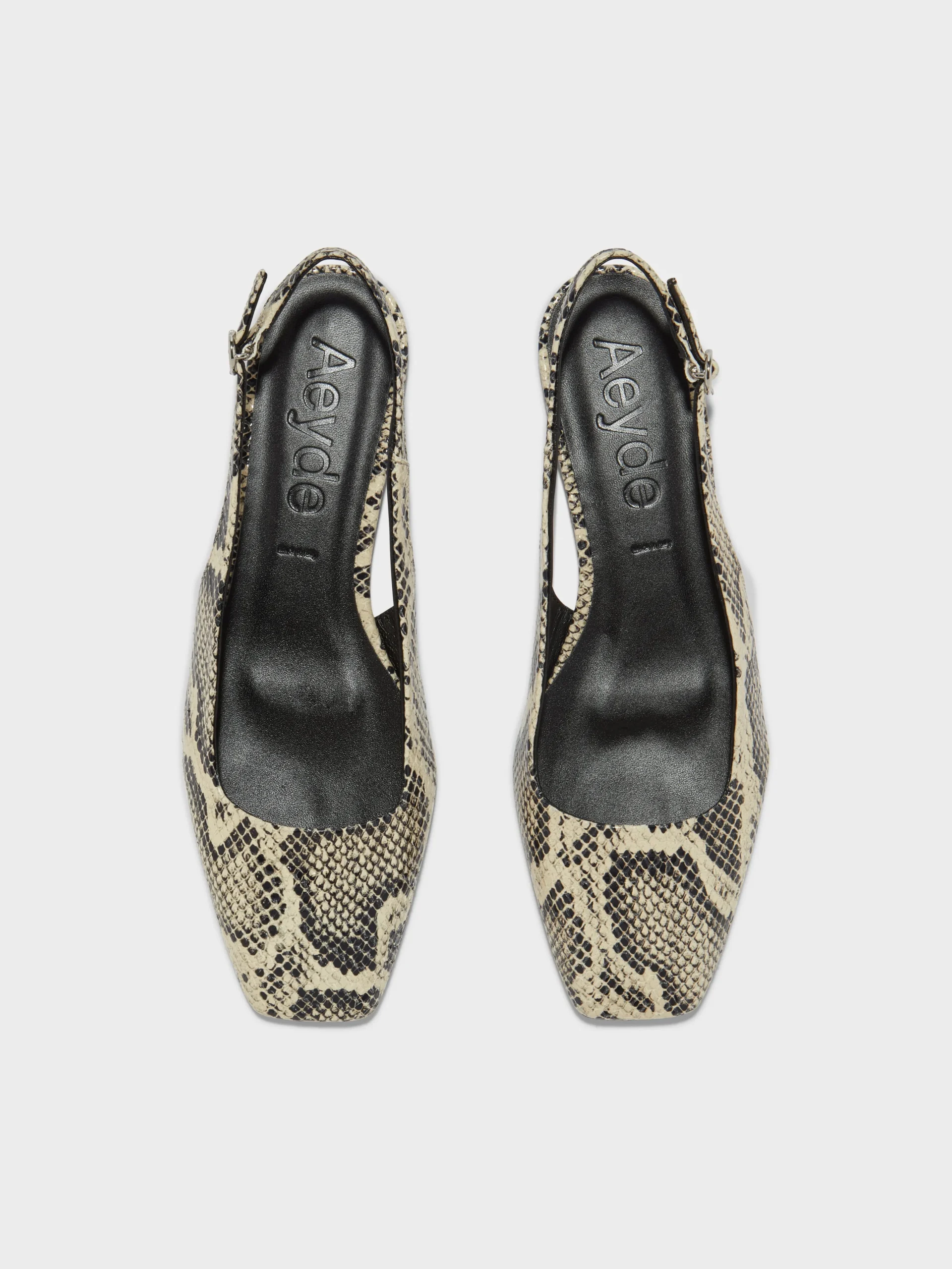 Fashion Aeyde Geraldine Leather Slingback Flats Creamy Snake