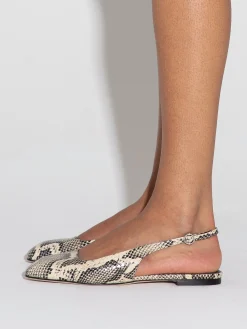 Fashion Aeyde Geraldine Leather Slingback Flats Creamy Snake