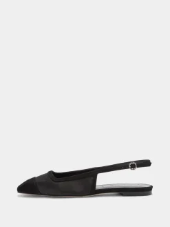 Sale Aeyde Geraldine Satin Toe-Cap Slingback Black Satin/Suede