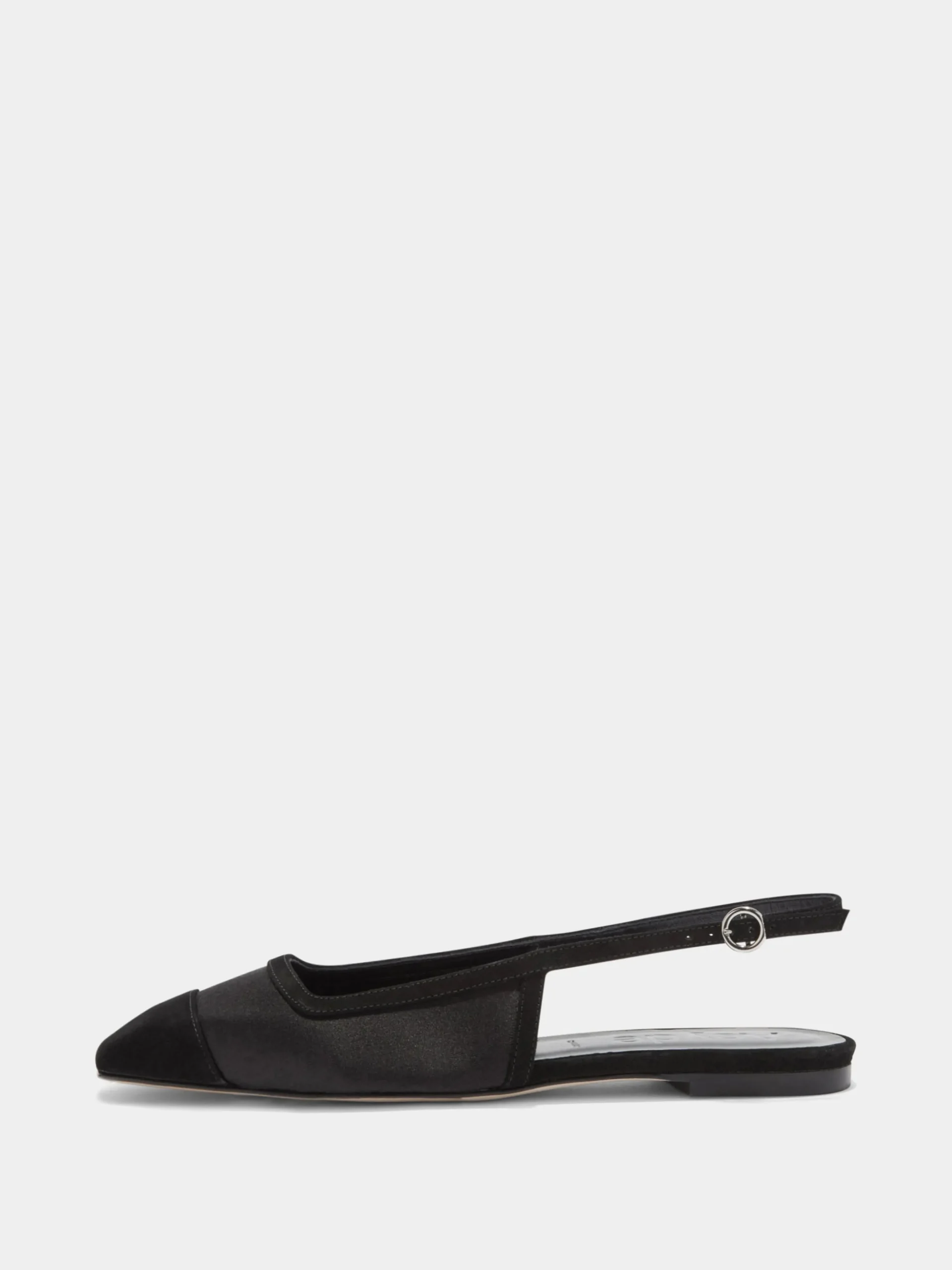 Sale Aeyde Geraldine Satin Toe-Cap Slingback Black Satin/Suede