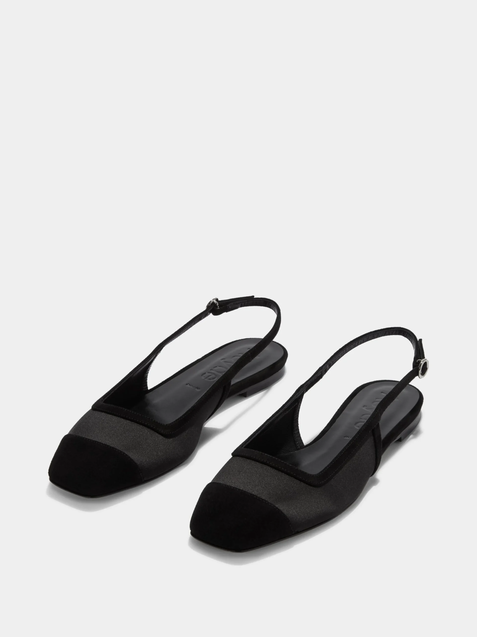 Sale Aeyde Geraldine Satin Toe-Cap Slingback Black Satin/Suede