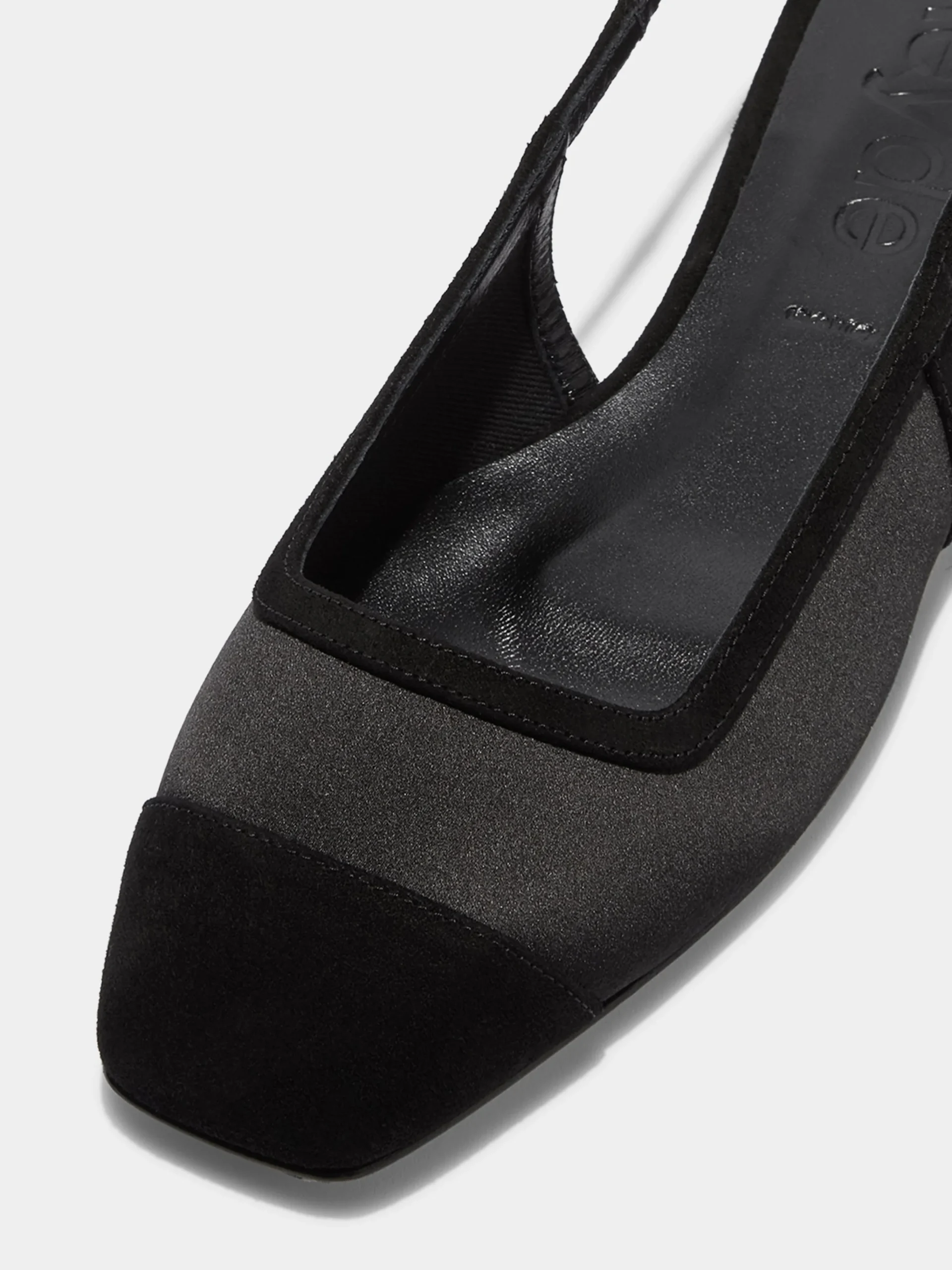 Sale Aeyde Geraldine Satin Toe-Cap Slingback Black Satin/Suede