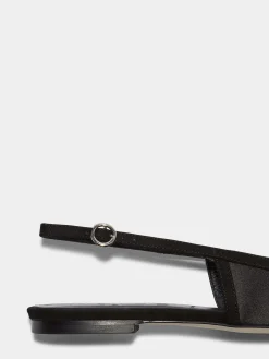 Sale Aeyde Geraldine Satin Toe-Cap Slingback Black Satin/Suede