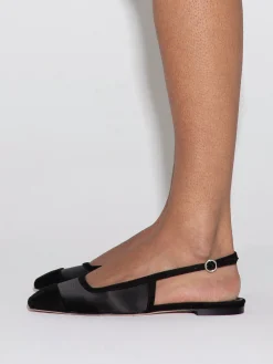 Sale Aeyde Geraldine Satin Toe-Cap Slingback Black Satin/Suede