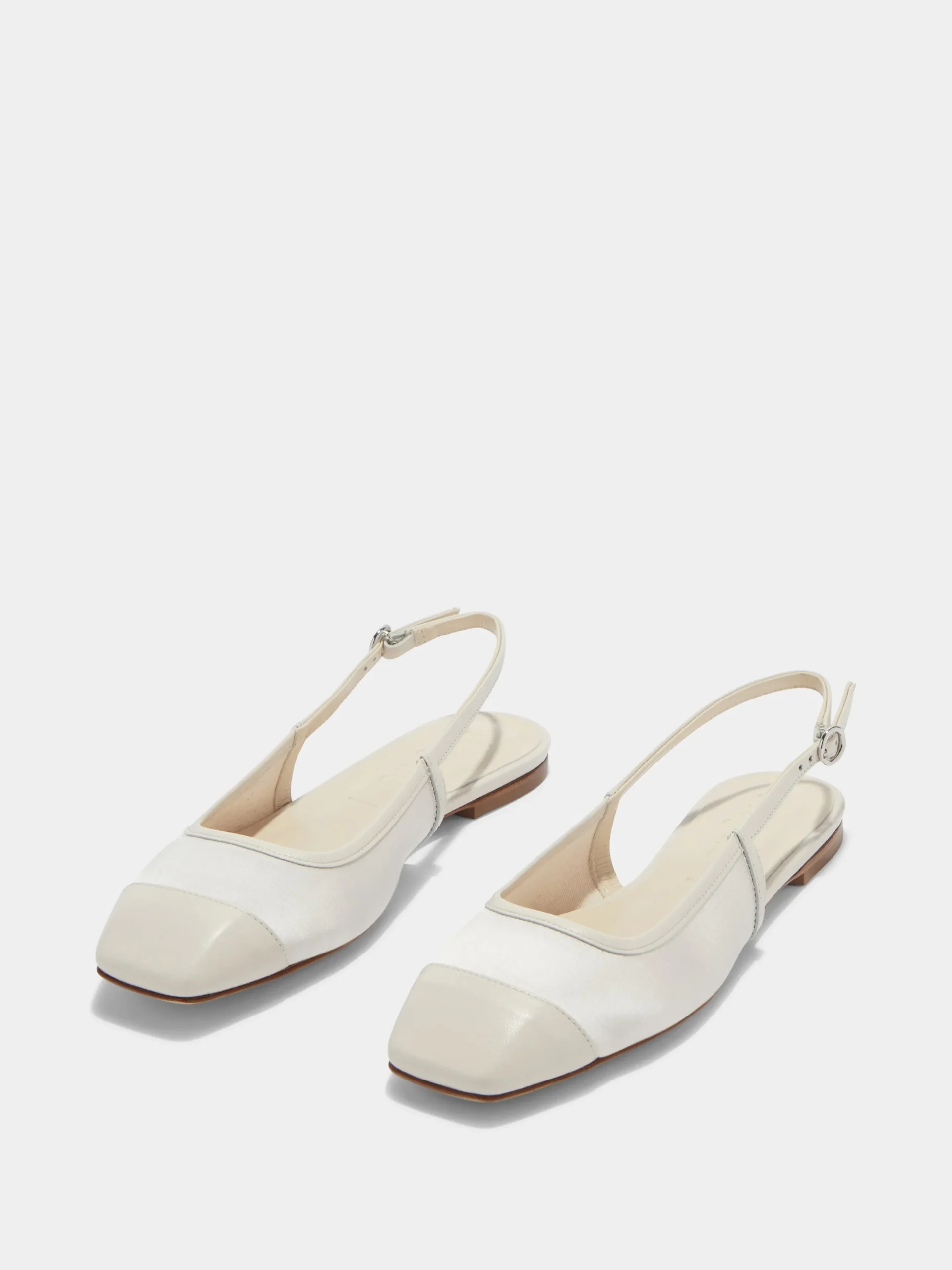 Discount Aeyde Geraldine Satin Toe-Cap Slingback Creamy Satin/Nappa