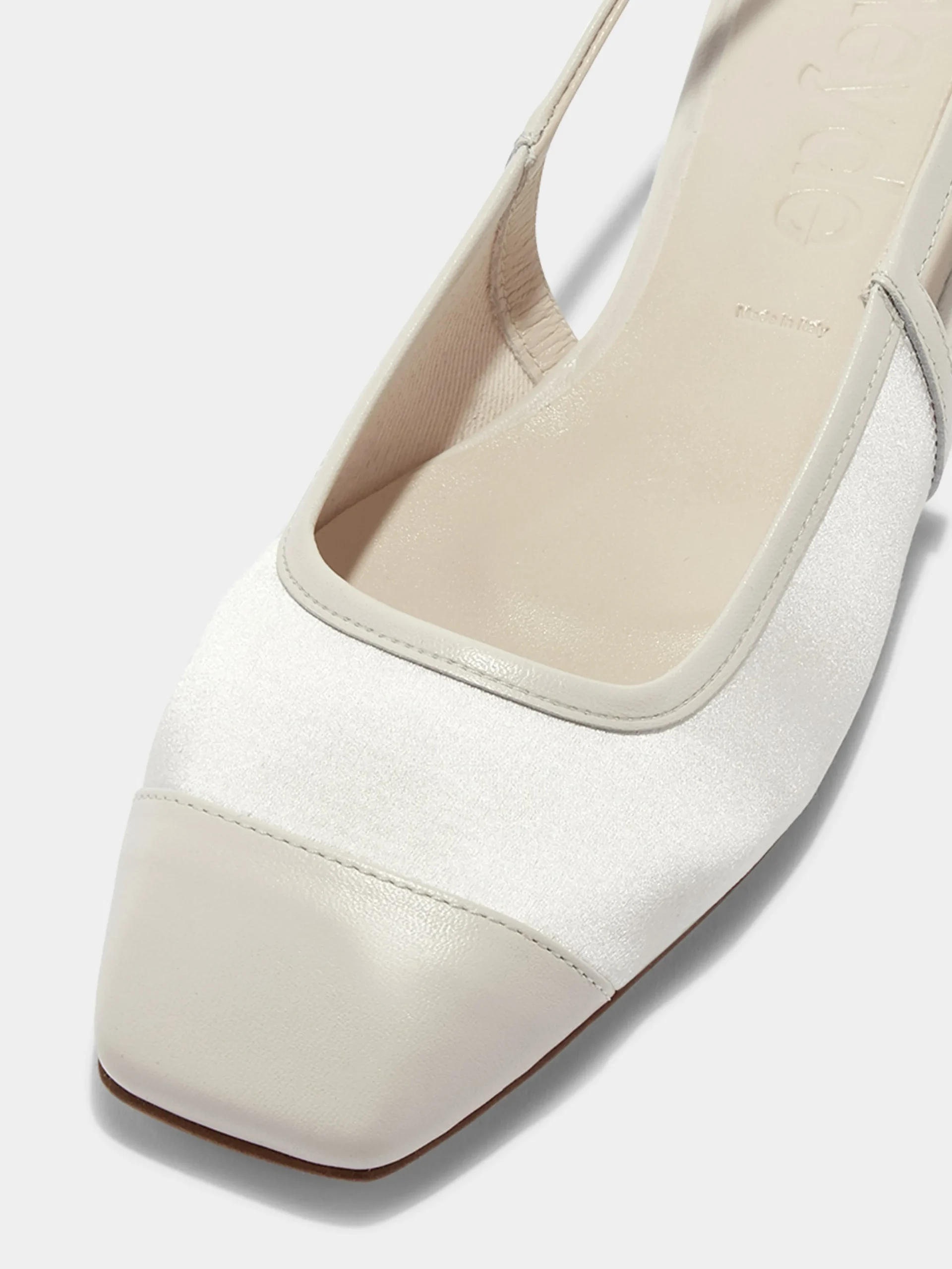 Discount Aeyde Geraldine Satin Toe-Cap Slingback Creamy Satin/Nappa