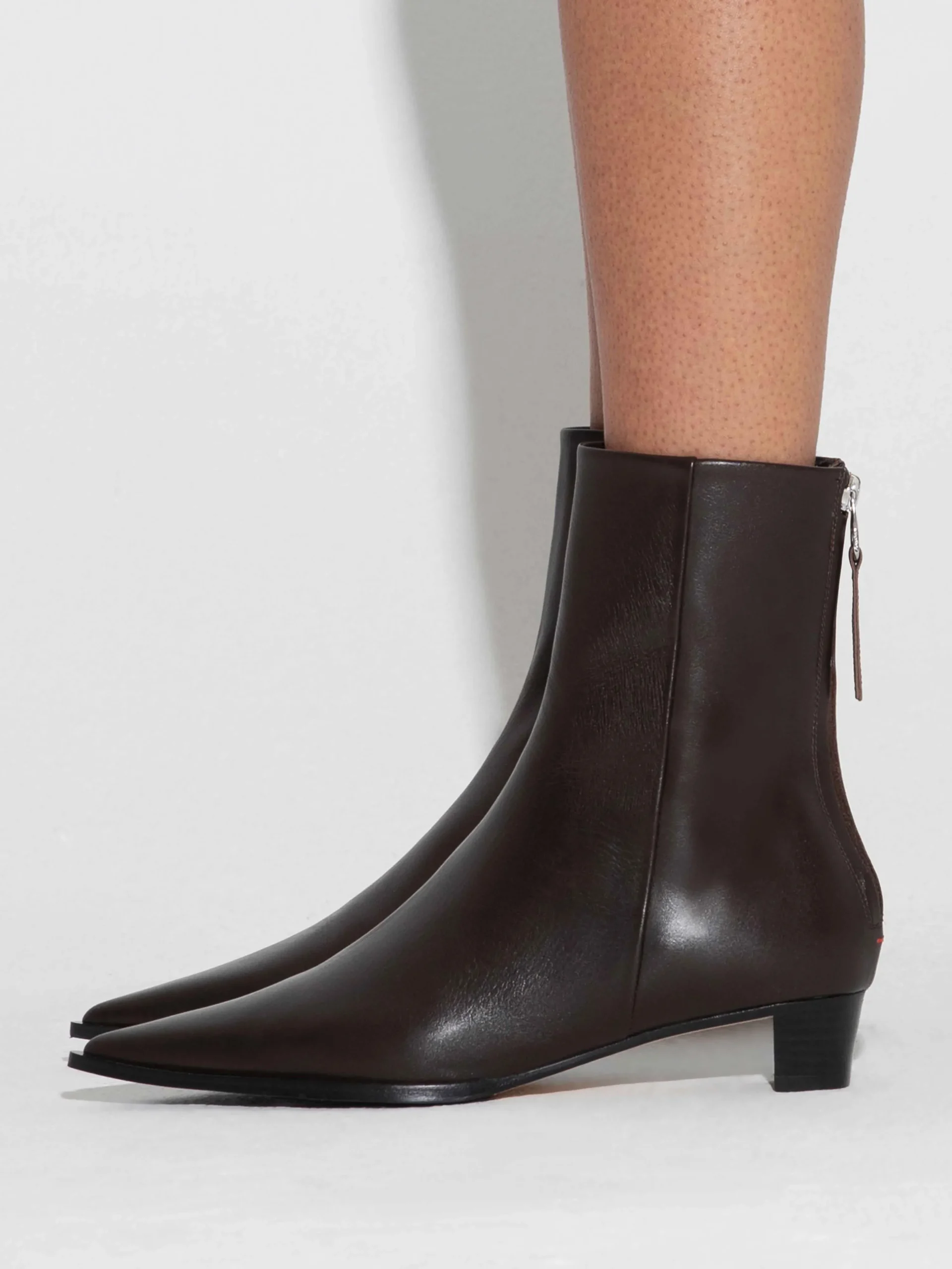 Clearance Aeyde Harriet Leather Ankle Boots Moka Calf