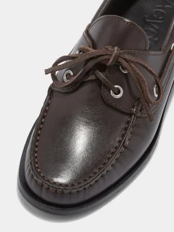 Hot Aeyde Harris Leather Moccasin Flats Moka Calf