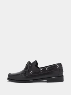 Clearance Aeyde Harris Leather Moccasin Flats Black Calf