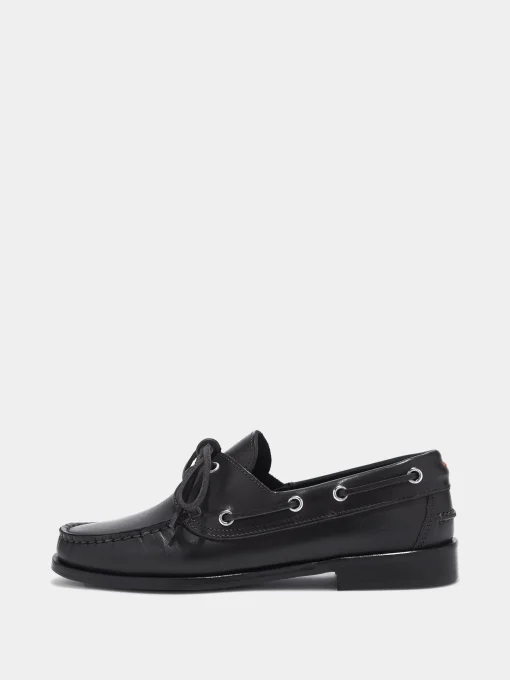 Clearance Aeyde Harris Leather Moccasin Flats Black Calf