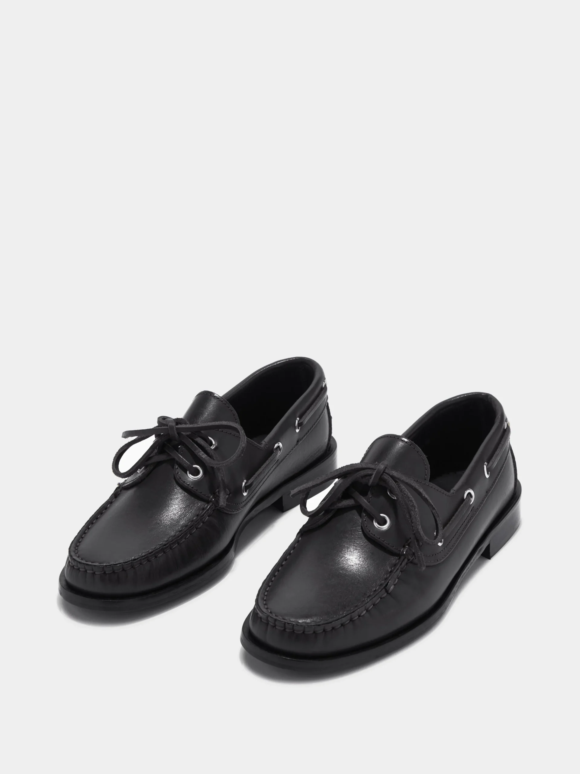 Clearance Aeyde Harris Leather Moccasin Flats Black Calf