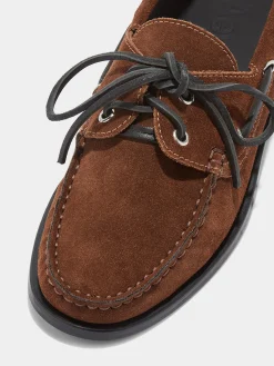 Clearance Aeyde Harris Suede Mocassin Flats Brown Suede