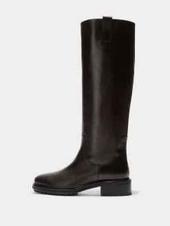 Sale Aeyde Henry Leather Knee-High Boots Moka Calf