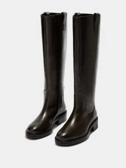 Sale Aeyde Henry Leather Knee-High Boots Moka Calf