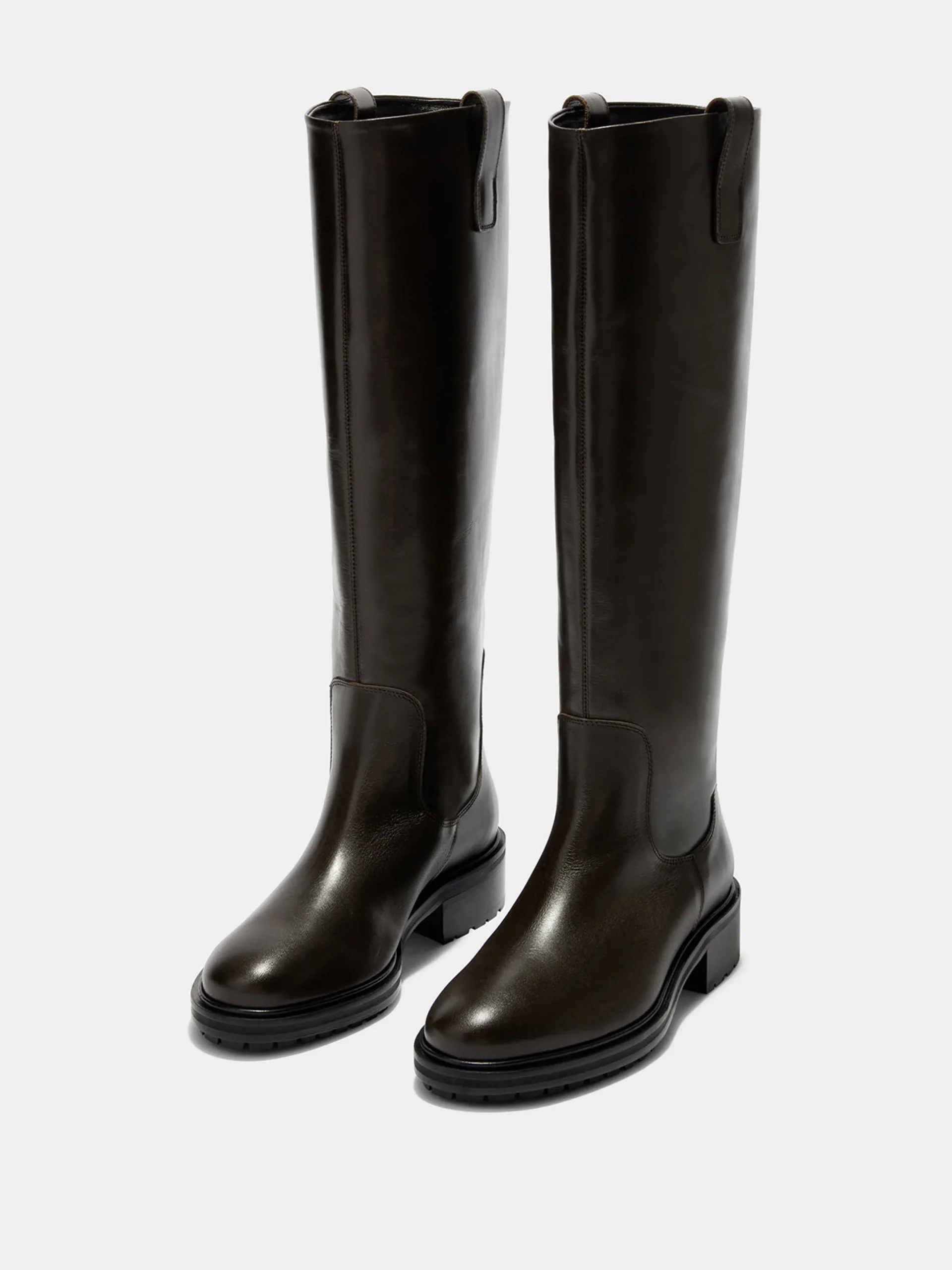 Sale Aeyde Henry Leather Knee-High Boots Moka Calf