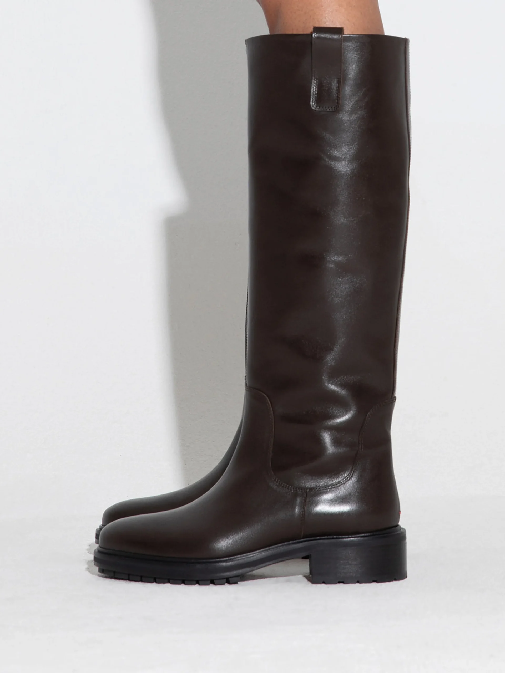 Sale Aeyde Henry Leather Knee-High Boots Moka Calf