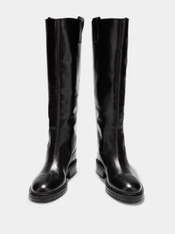 Fashion Aeyde Henry Leather Knee-High Boots Black Calf