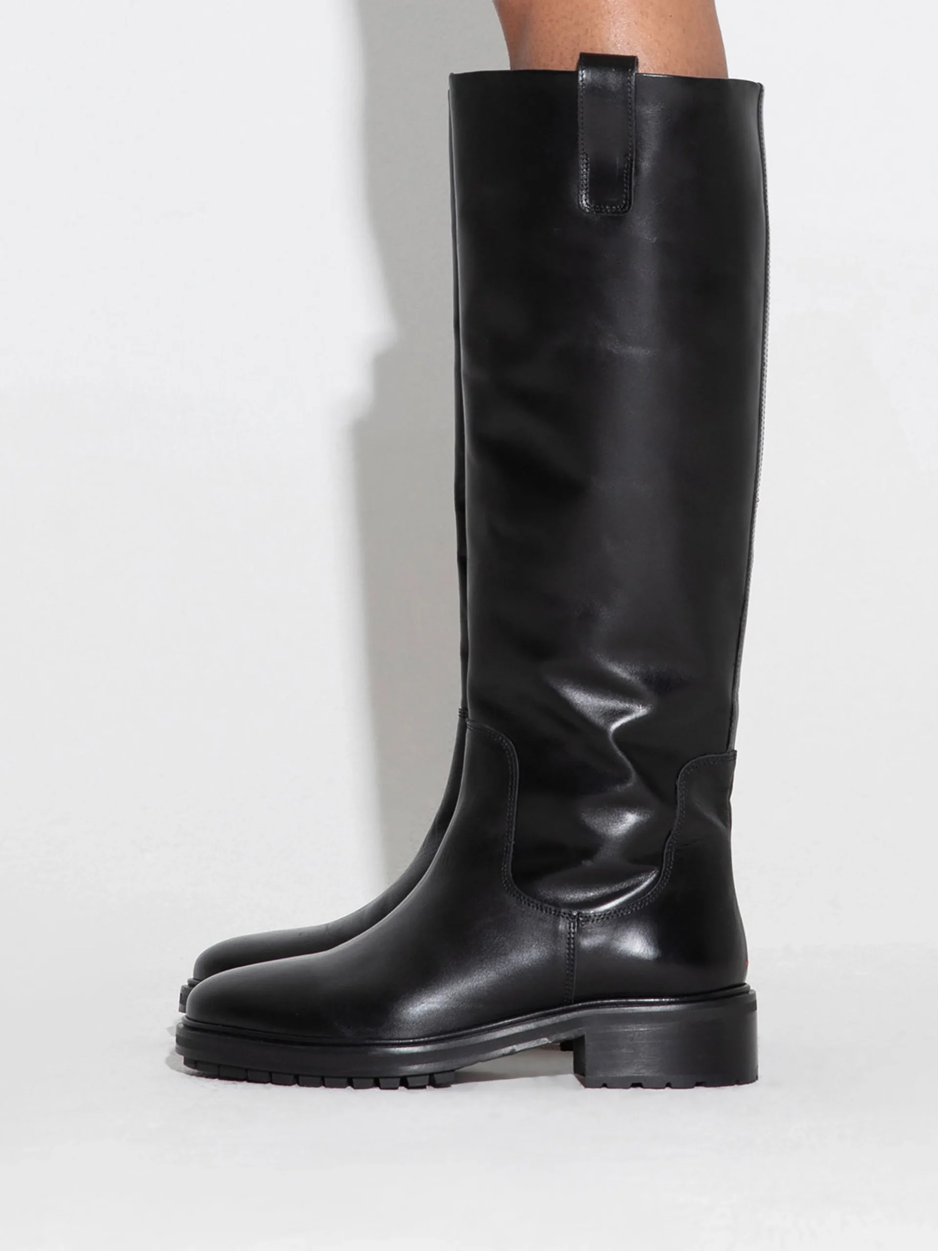 Fashion Aeyde Henry Leather Knee-High Boots Black Calf