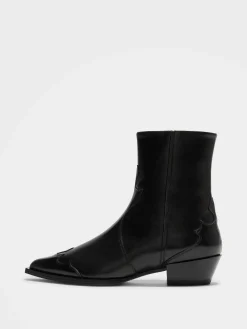 Discount Aeyde Hester Leather Cowboy Boots Black Calf