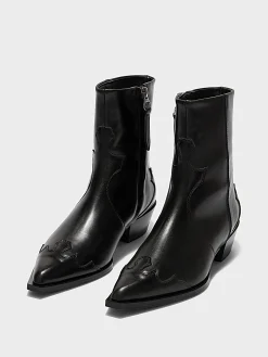 Discount Aeyde Hester Leather Cowboy Boots Black Calf