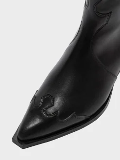 Discount Aeyde Hester Leather Cowboy Boots Black Calf