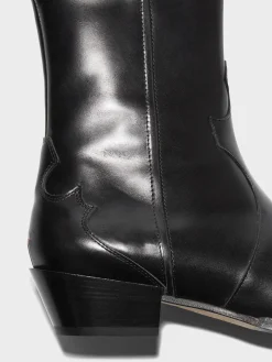 Discount Aeyde Hester Leather Cowboy Boots Black Calf