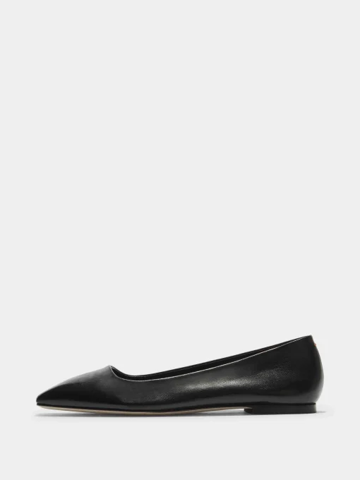 Discount Aeyde Ida Leather Ballet Flats Black Nappa