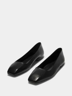 Discount Aeyde Ida Leather Ballet Flats Black Nappa
