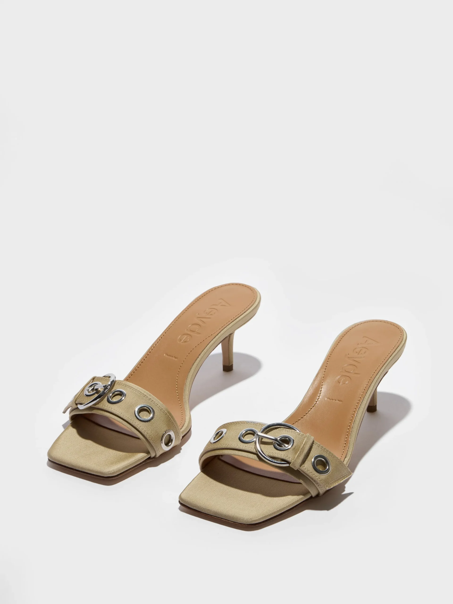 Discount Aeyde Ilvy Eyelet Grosgrain Mules Grosgrain Latte