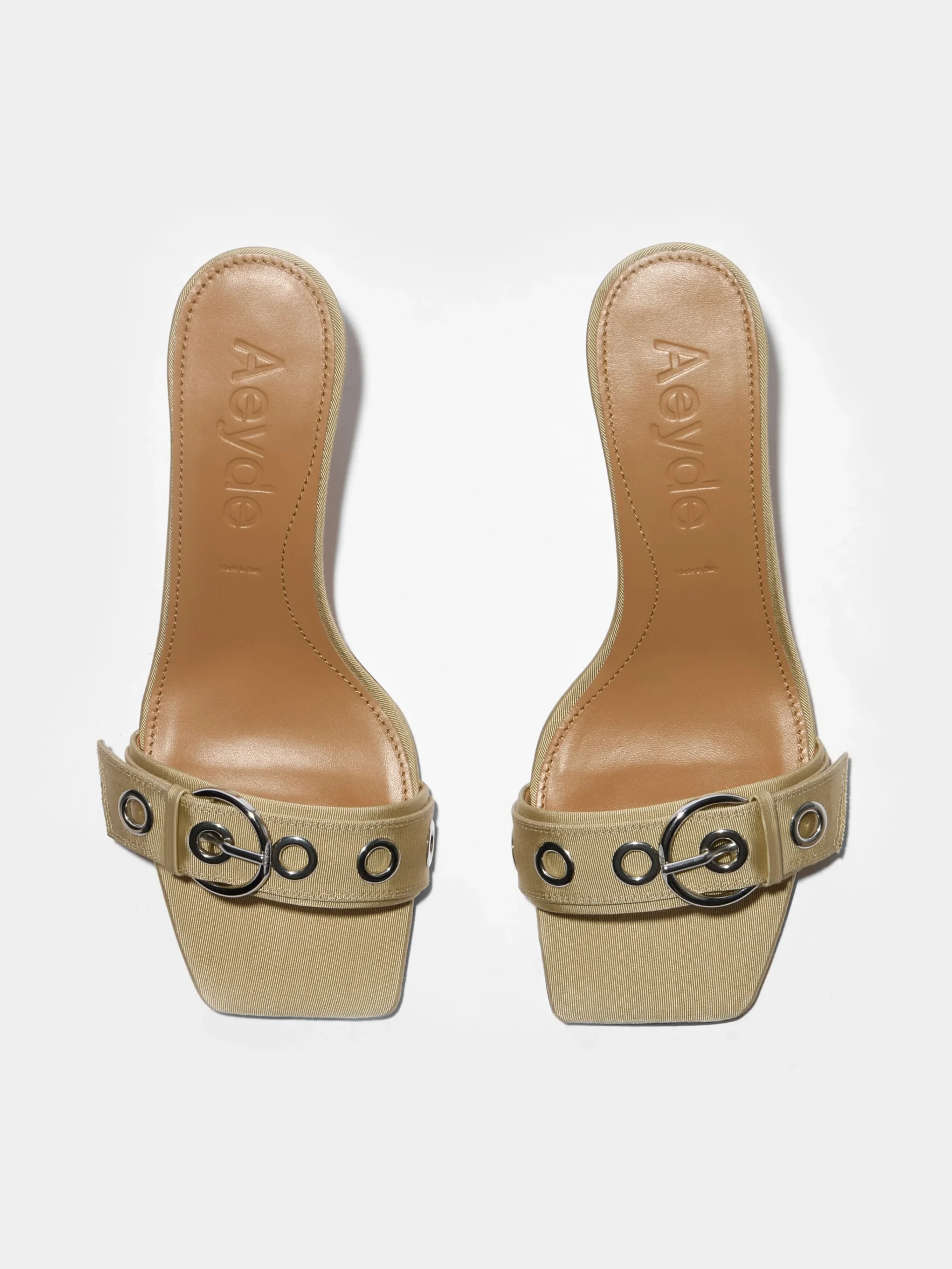 Discount Aeyde Ilvy Eyelet Grosgrain Mules Grosgrain Latte