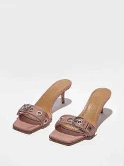 Sale Aeyde Ilvy Eyelet Grosgrain Mules Grosgrain Coral