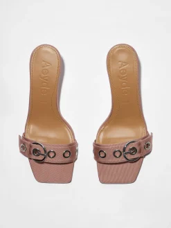 Sale Aeyde Ilvy Eyelet Grosgrain Mules Grosgrain Coral