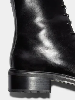 Sale Aeyde Isa Leather Lace-Up Ankle Boots Black Calf