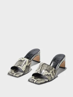 Discount Aeyde Jeanie Leather Sandals Creamy Snake