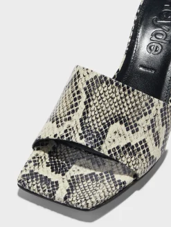 Discount Aeyde Jeanie Leather Sandals Creamy Snake