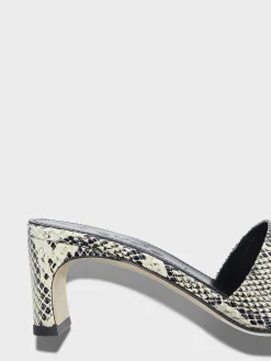 Discount Aeyde Jeanie Leather Sandals Creamy Snake