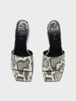 Discount Aeyde Jeanie Leather Sandals Creamy Snake