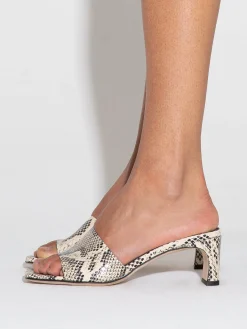 Discount Aeyde Jeanie Leather Sandals Creamy Snake