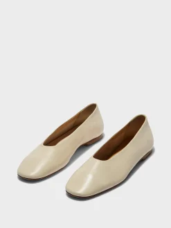 Outlet Aeyde Kirsten Leather Ballet Flats Creamy Nappa