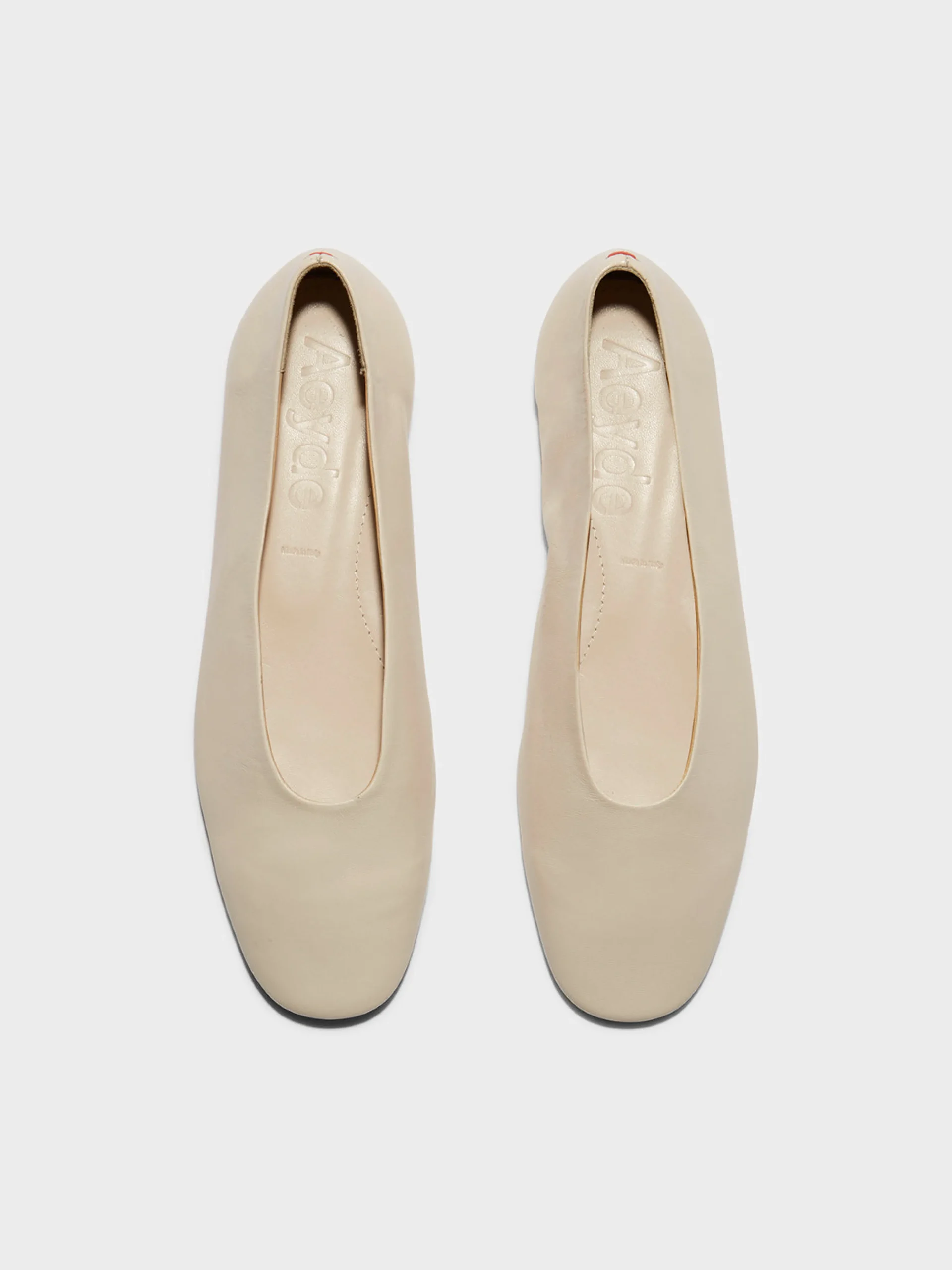 Outlet Aeyde Kirsten Leather Ballet Flats Creamy Nappa