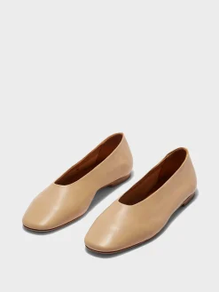 Sale Aeyde Kirsten Leather Ballet Flats Latte Nappa