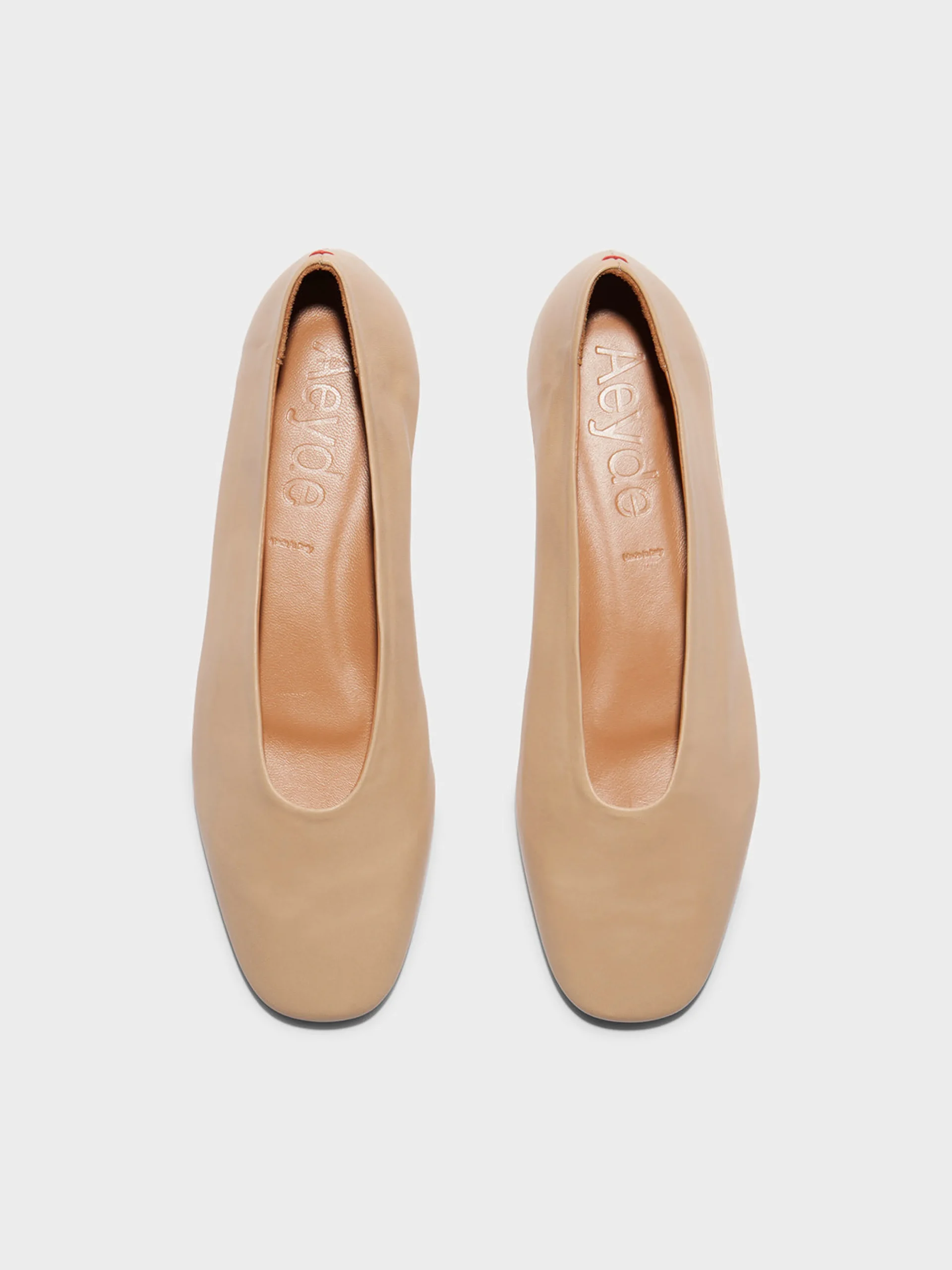 Sale Aeyde Kirsten Leather Ballet Flats Latte Nappa