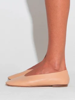Sale Aeyde Kirsten Leather Ballet Flats Latte Nappa