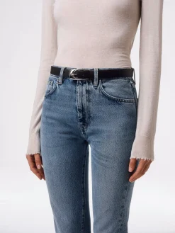 Hot Aeyde Leona Leather Belt Black/Silver